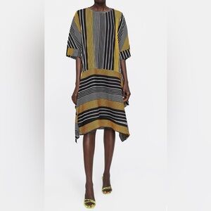 ZARA Chic Striped Tunic Dress - Black, White, Gold size S